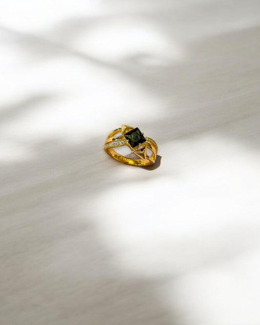 JC-931 - Gold Plated Ring with Zircon